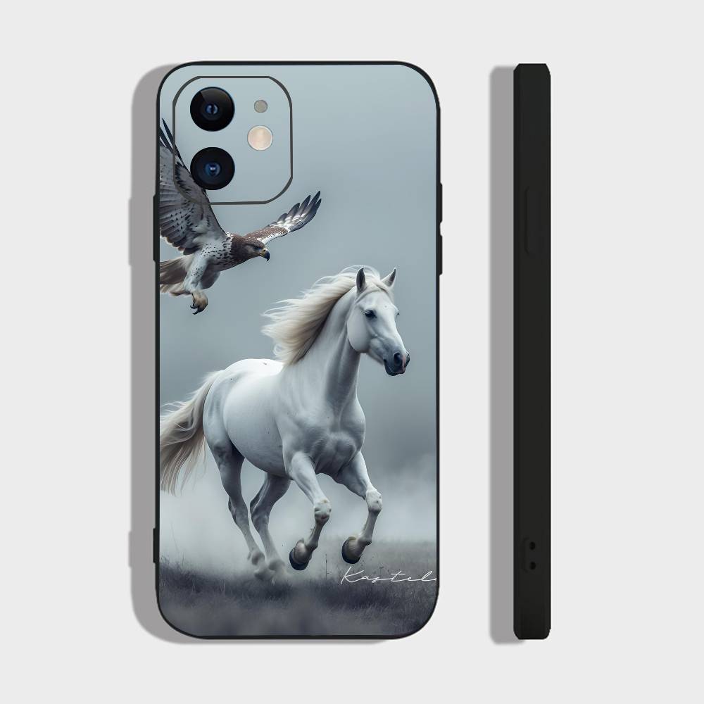 Animal Galloping Horse For IPhone 13,17,11,12,16,14,15,Plus,Pro Max Soft Silicone Black Phone Case