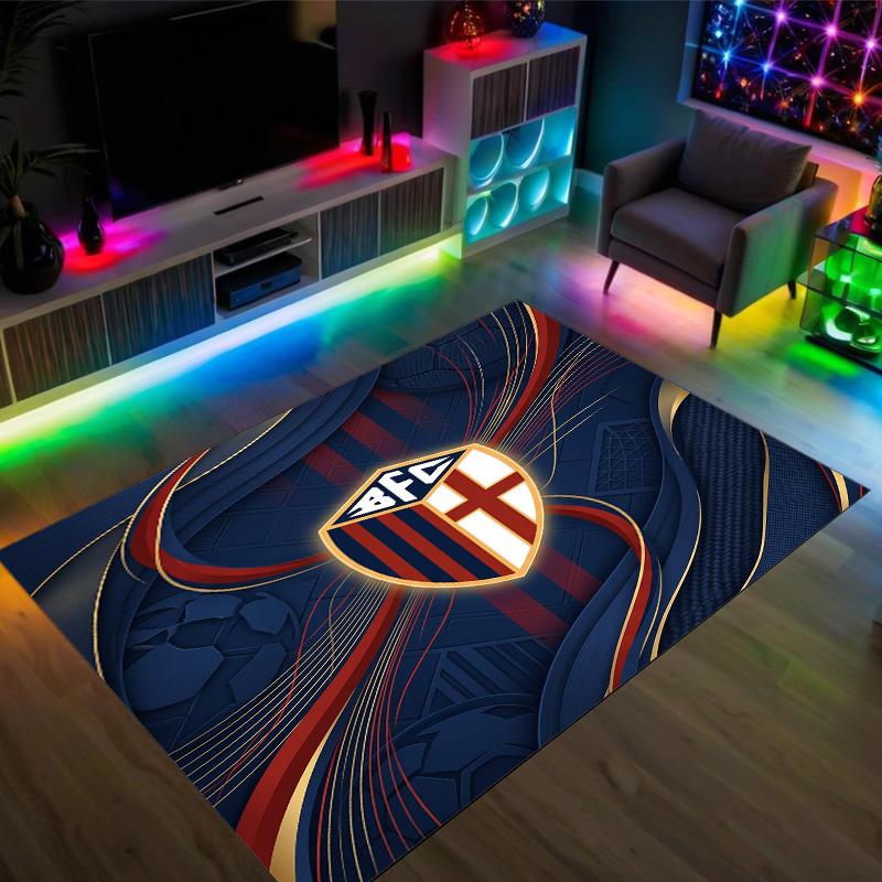 Bologna FC Design Crystal Velvet Carpet Cozy Non?Slip Printed Rug For Bedroom Living Room Entrance