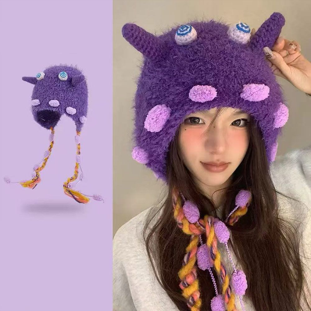Ear Protection Little Monster Hat Thick Warm Pullover Caps New Beanies Hat  Women