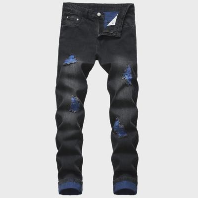 Blugi pentru bărbați, cu croiala subțire, rupte din denim