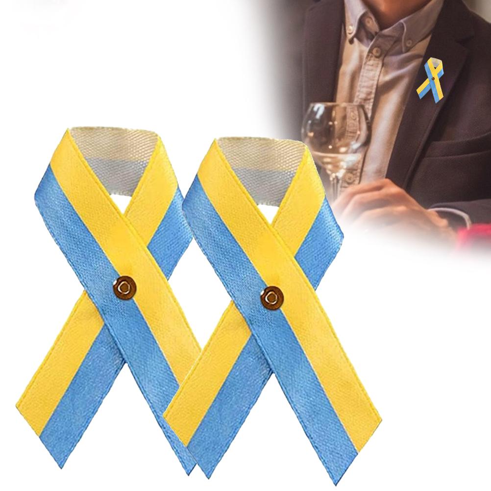 Ukraine Awareness Ribbon Pins Ukraine Flag Pin Ukrainian Pin Satin Blue and Yellow Ribbon Shaped Pin Ukraine Gifts