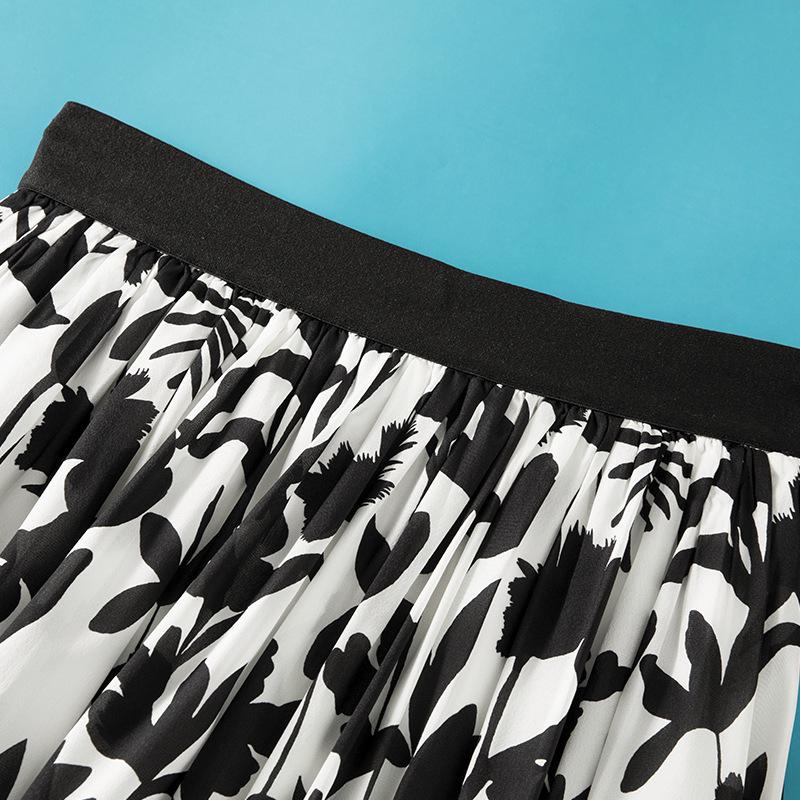 Elegant New Women's Summer A-line High-Waisted Double-Pleated Mulberry Silk Skirt