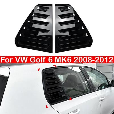 För VW Golf 6 MK6 2008-2012 Bil Bakre Louver Fönster Sidogardin Cover Trim Klistermärke Vent Scoop ABS Kolfiber Svart Tillbehör