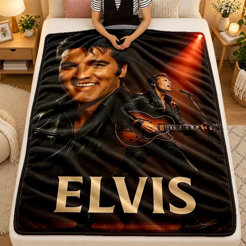 Flannel BlanketElvis Presley Warm Soft Throw Blanket for Indoor Sofa Bed Living Room Use
