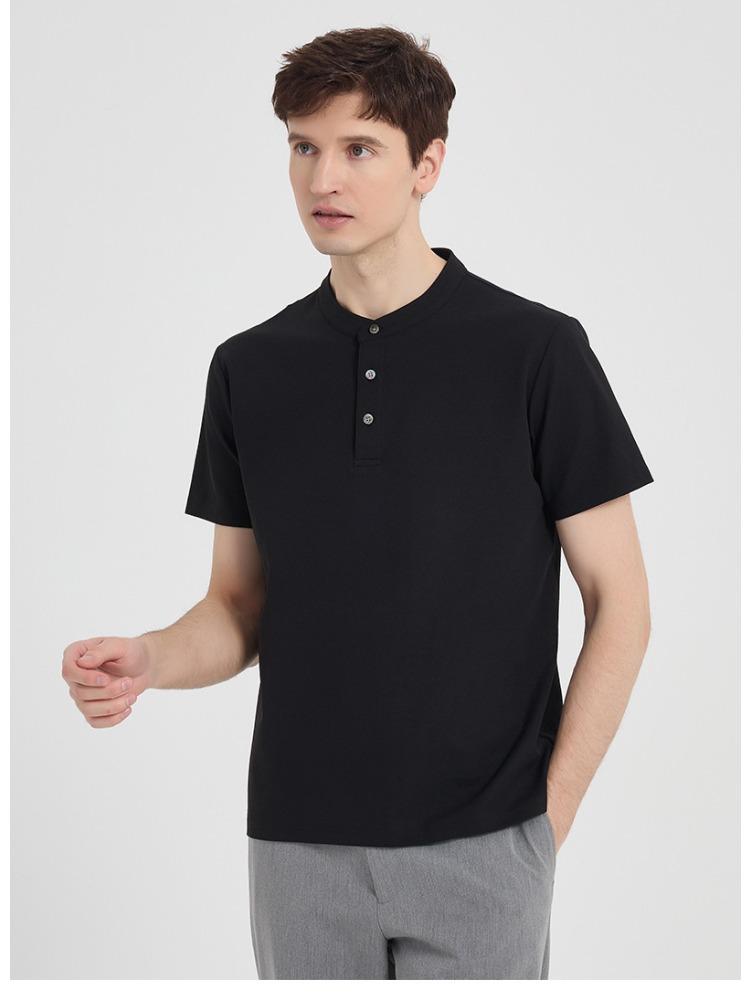 Premium Quick-dry Stand-collar Short-sleeve T-shirt Youth Sports Wrinkle-free Moisture-wicking Breathable Half-sleeve Minimalist Breathable Tops