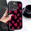 Rose Red Small Heart Groove Phone Case for iPhone 14/15/16/17 Pro Max