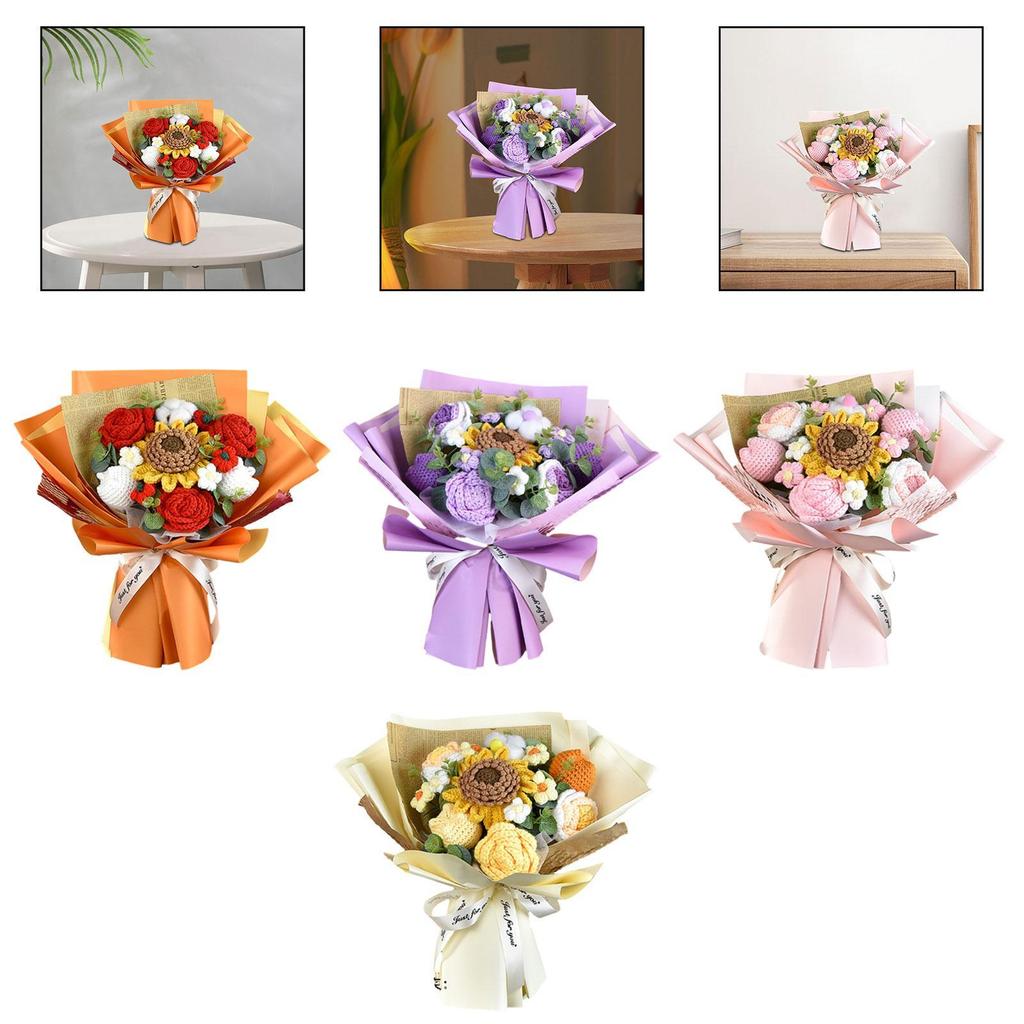 Artificial Sunflower Decorating Party Fake Flowers Crochet Flower Bouquet