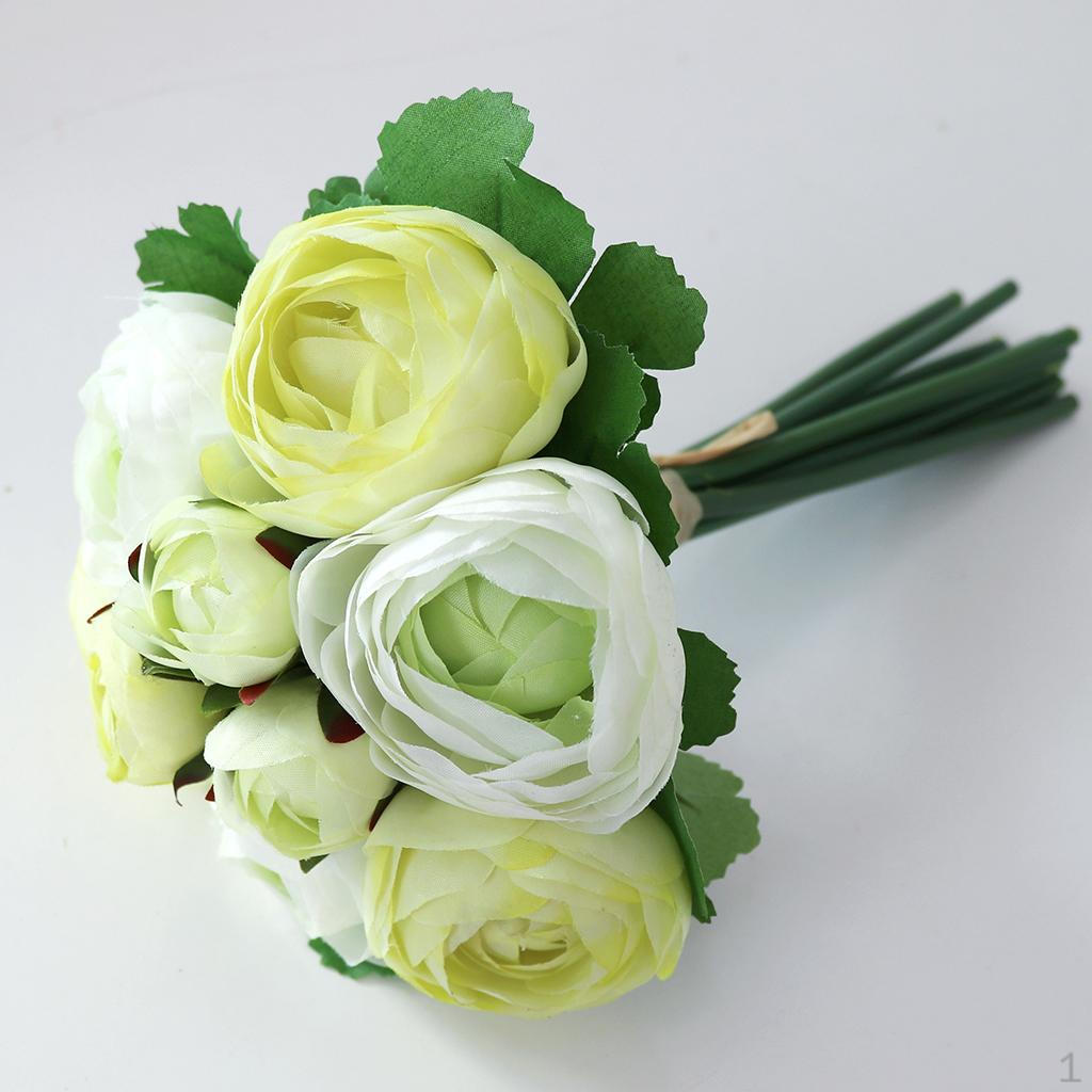 

6 Бутонов Цветущей Камелии Искусственных Цветов Букет Розовый/Желтый/ White Green