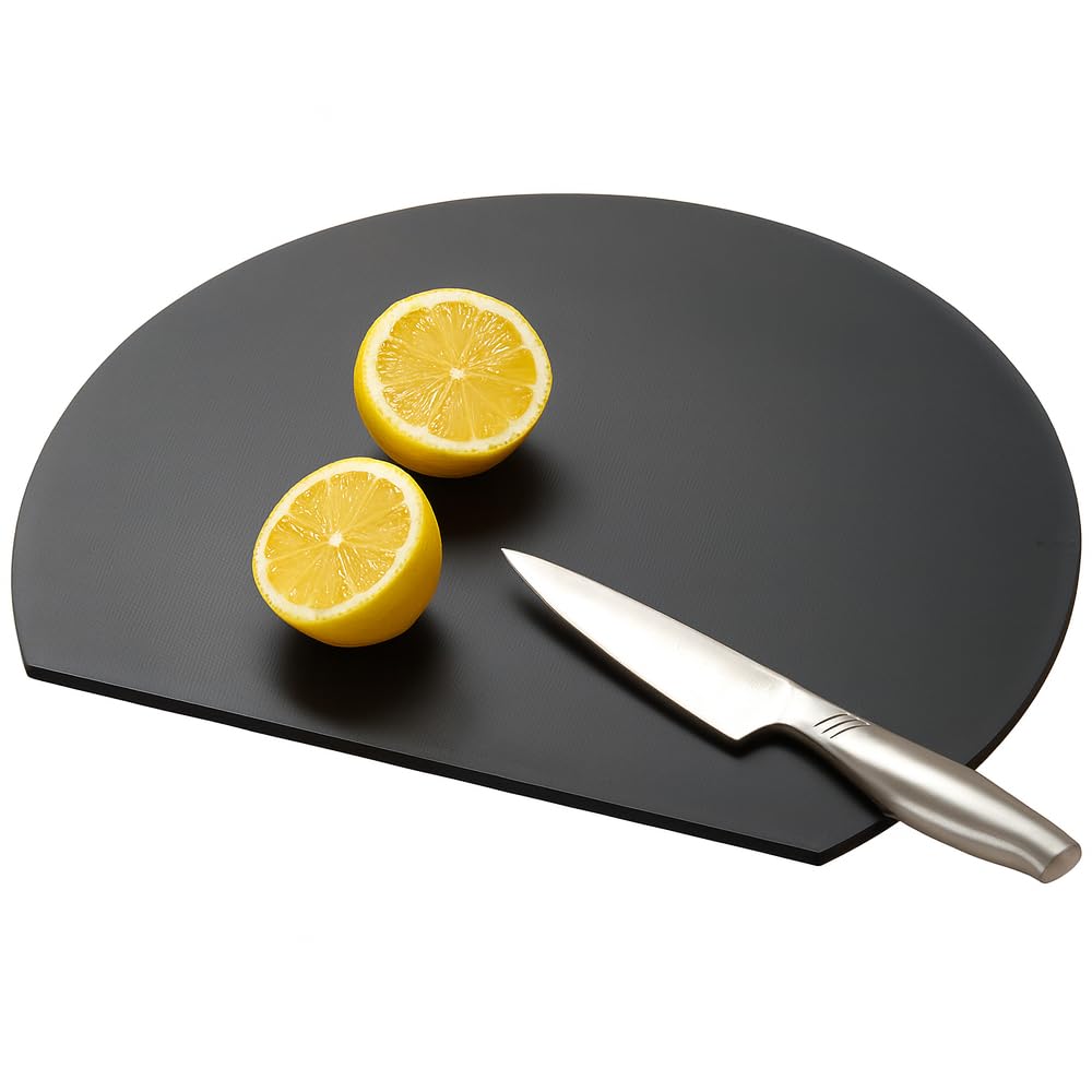 

[Authentic Product] Aimedia Round Cutting Board, Dishwasher Safe, 35 x 29 cm, Black, Heat-Resistant Elastomer, D-Shape, Semi-Circular Shape, Antibacte