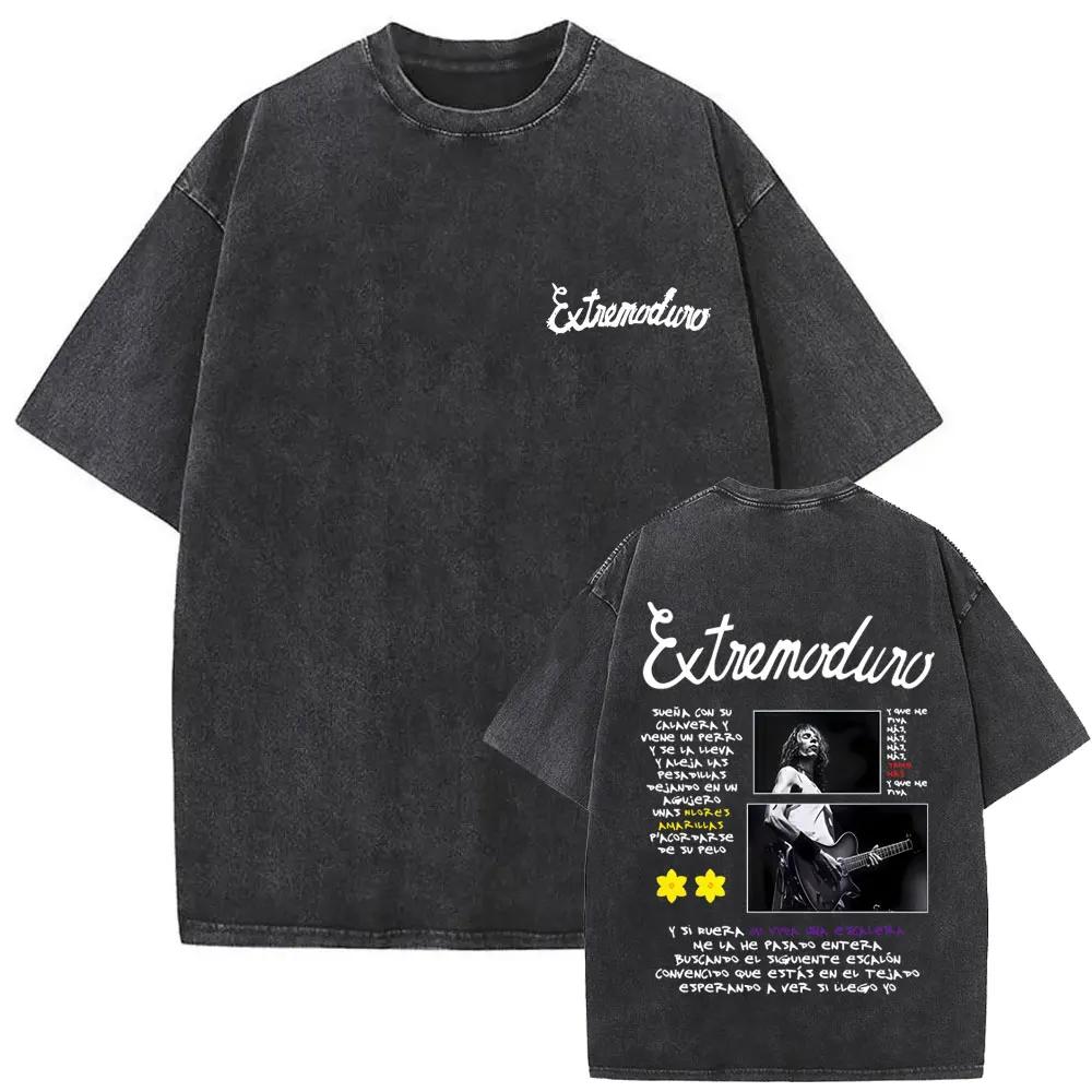 Rock Band EXTREMODURO Tour Vintage Gewaschenes T-Shirt Herren Mode Hip Hop Street T-Shirt Männlich Gothic Retro Übergroße T-Shirts