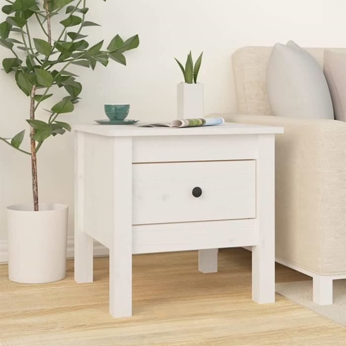 813786 vidaXL Table d'appoint Blanc 40x40x39 cm Bois massif de pin