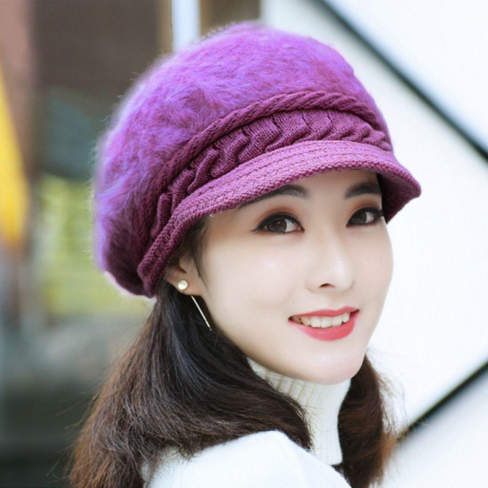 Thicken Warm Winter Beret Hat Plush Skullcap Soft Beanie Hat  Women