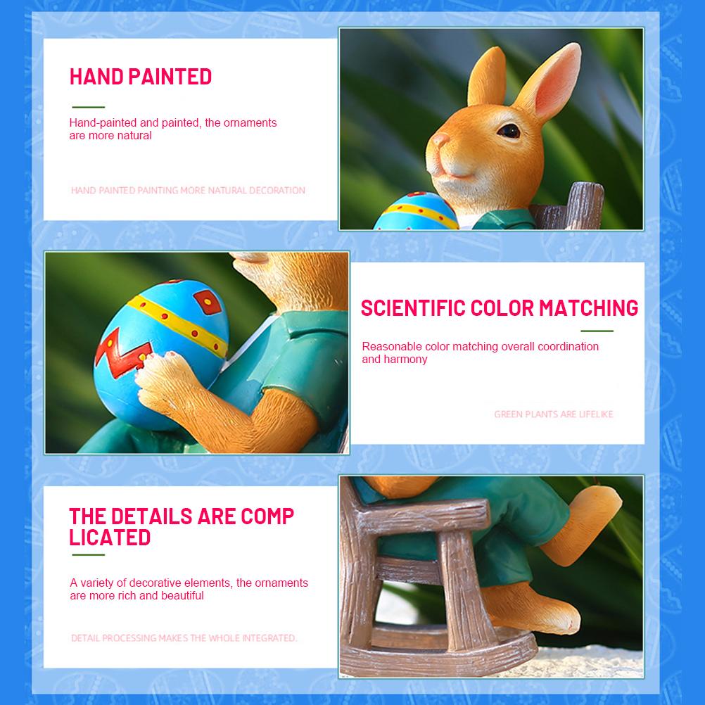 Easter Rabbit Statue Table Decor Resin Bunny Sitting On Chair Statue Tabletop Centerpieces Ornaments Home Party Holiday Decoration Gift