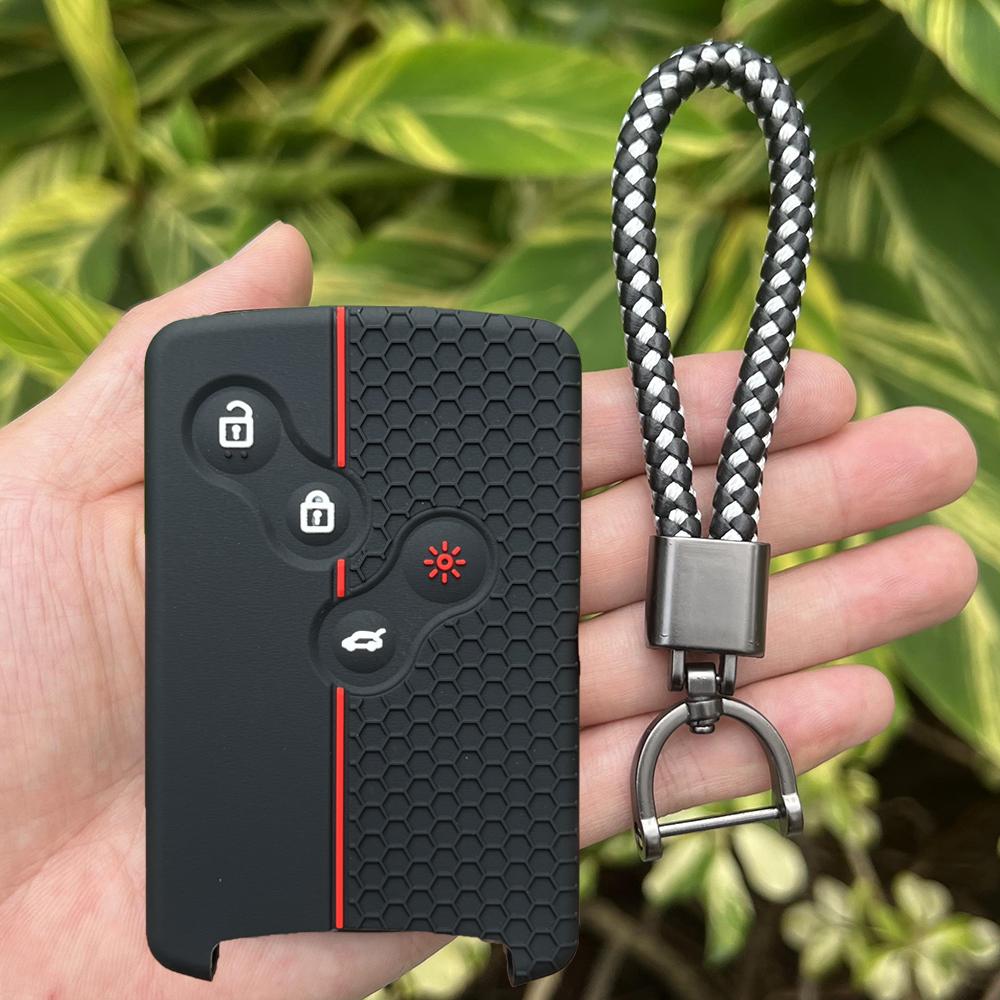 Silicone Car Key Cover For Renault Kadjar Captur Clio Megane 2 3 4 RS Koleos Logan Scenic Duster Card Case Key CHAIN Accessories