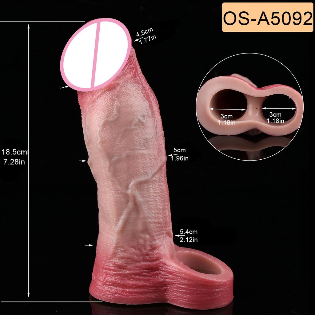 SXXY Real Veins Lifelike Closed Head Penis Sleeve For Men Dick Enlargement Silicone Reusable Condom Sex Products For Adult