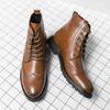 Winter Hot Selling Street Fashion Outdoor Workwear Shoes Thick Soled Men's High Top Shoes Lace Up Brown Ankle Boots for Men's