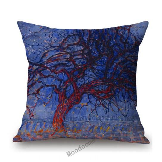 Modern Abstract Art Geomtric Lines Red Blue Yellow Piet Mondrian Oil Painting Home Decorative Pillow Case Linen Cushion Cover