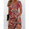 Women's Elegant Butterfly Print Short-Sleeved Round Neck Dress