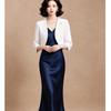 EST+II Minimalistischer Kragenloser Gekürzter Bolero - Eleganter Halbsärmel-Schulterjäckchen für Pendler