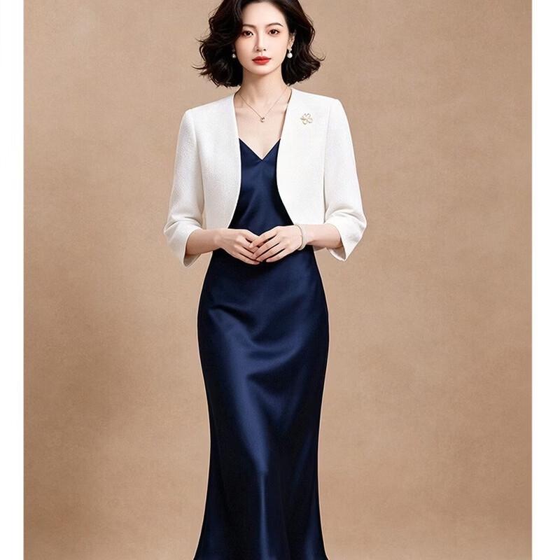 EST+II Minimalistischer Kragenloser Gekürzter Bolero - Eleganter Halbsärmel-Schulterjäckchen für Pendler