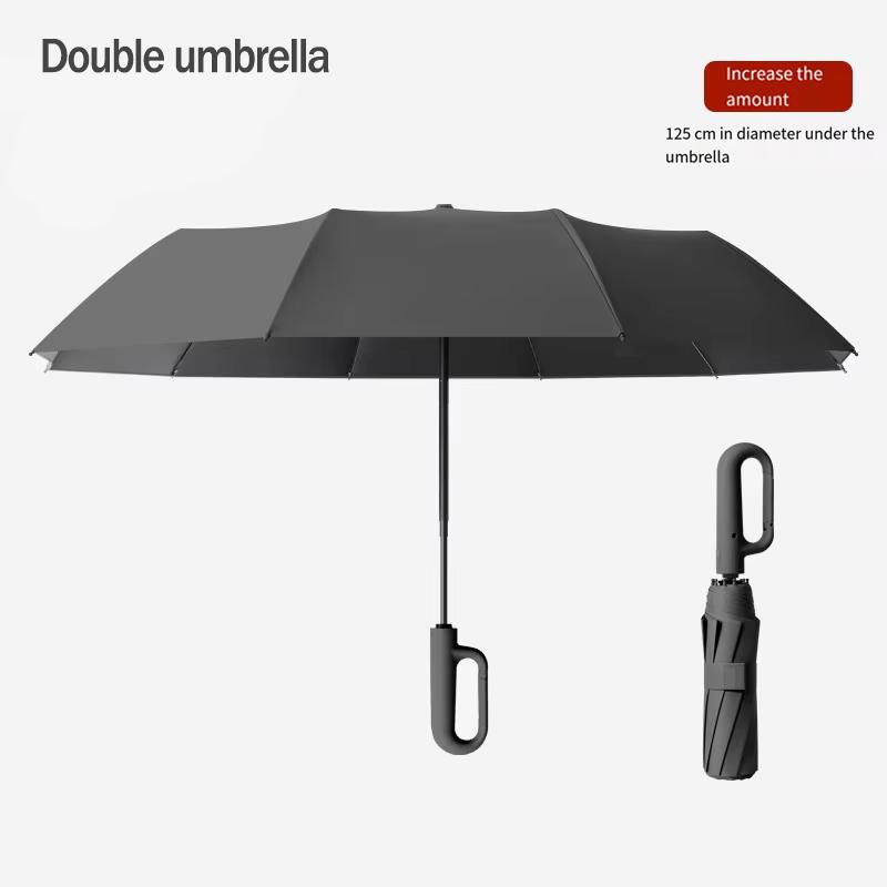 Automatic Double Umbrella 125cm Larger And Thicker Wind-Proof UV Hook Umbrella Not Wet Water And Rain Dual-Purpose Umbrella