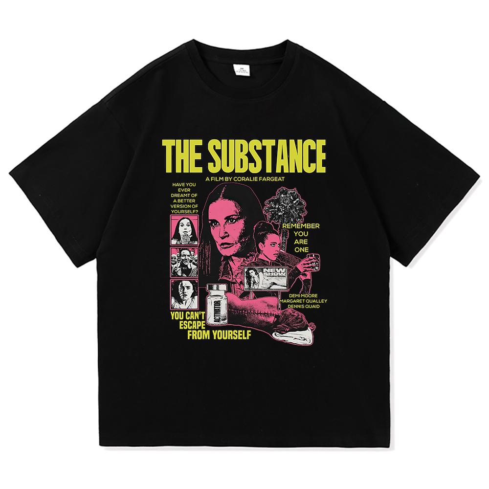 The Substance Movie 2024 T Shirts Men Harajuku Monstro Elisasue Tshirt Unisex High Quality Horror Style Vintage Cotton Tee Shirt