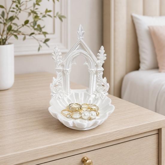 Pearlescent Jewelry Holder Texture Tray, Gothic Retro Arch Design Organizer, Tray 3D Printed Storage Box for Rings Earrings Bracelets Multi-color