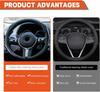 Carbon Fiber Pattern Anti-Slip Leather Steering Wheel Cover for Various Car Models
