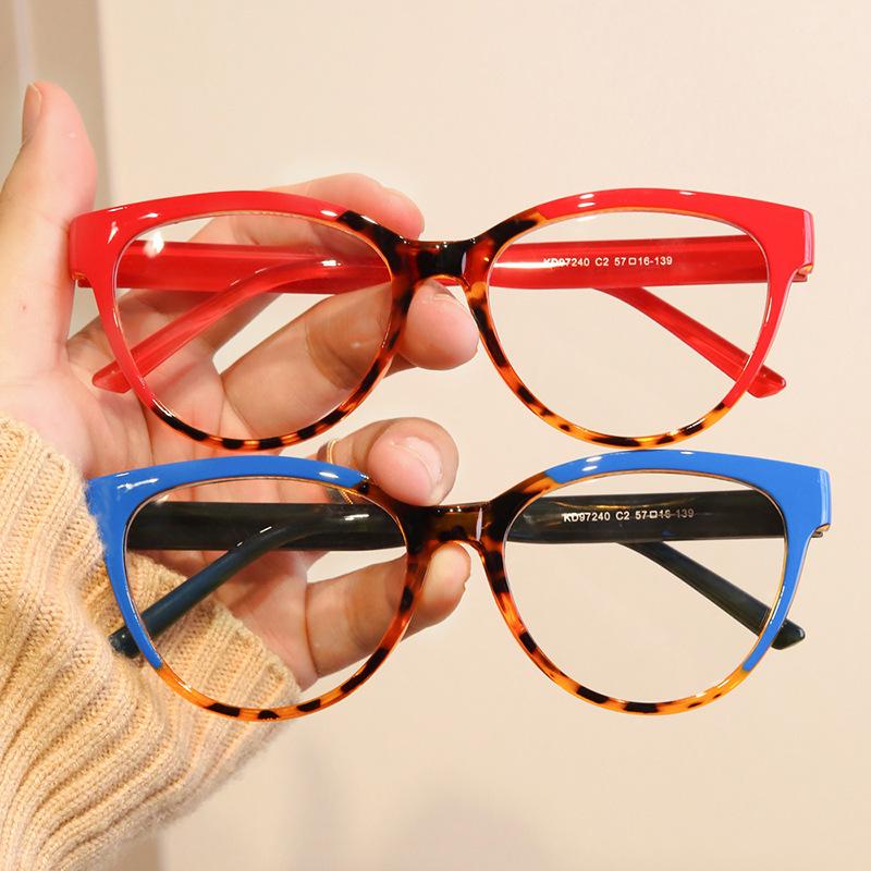 Triangular cat eye color matching flat mirror new glasses frame personalized ins concave shape European and American street shot glasses frame