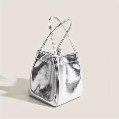 Stylish High-End Mirror End Bucket Bag Features a Trendy Shell Gloss And Is Perfect for Versatile Outfits
