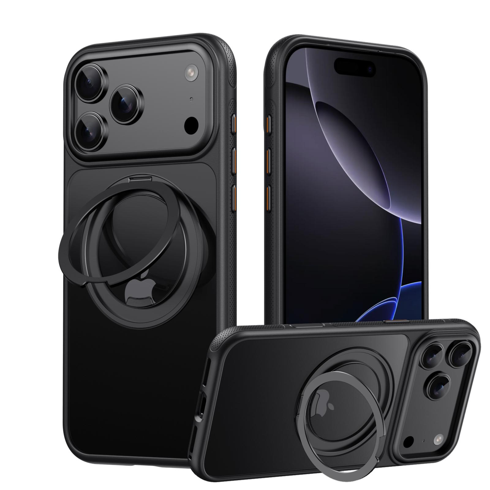 

Dot Matrix Gear Decompression 360 Piovt Shell For iPhone 17 Pro Max Phone Case iPhone17Air Magnetic Bracket With Damping Sound iPhone17 чёрный