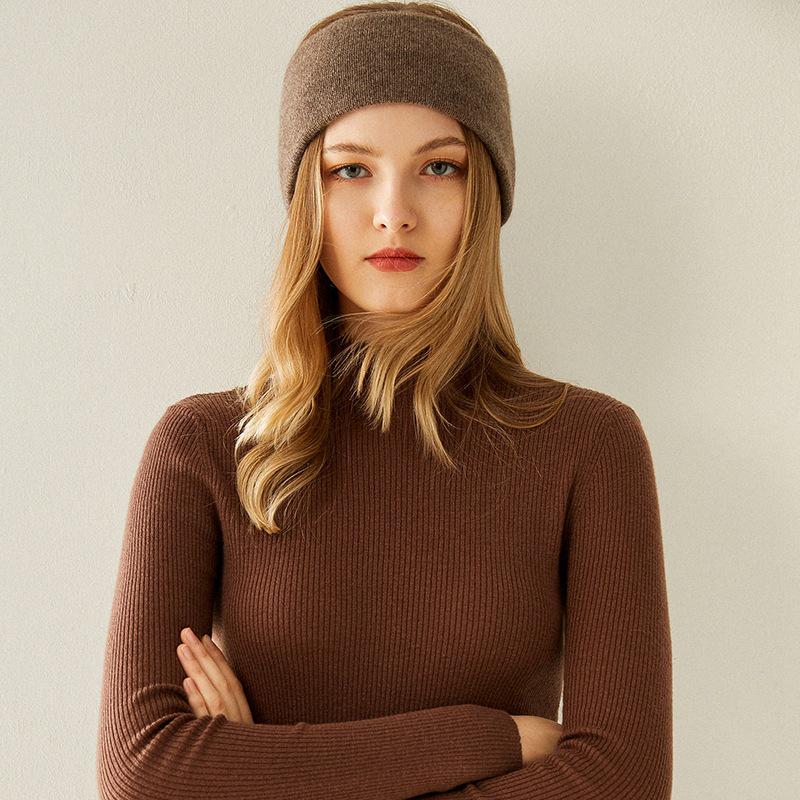 Women's 100% Pure Cashmere Cable Knit Wide Headband for Autumn/Winter