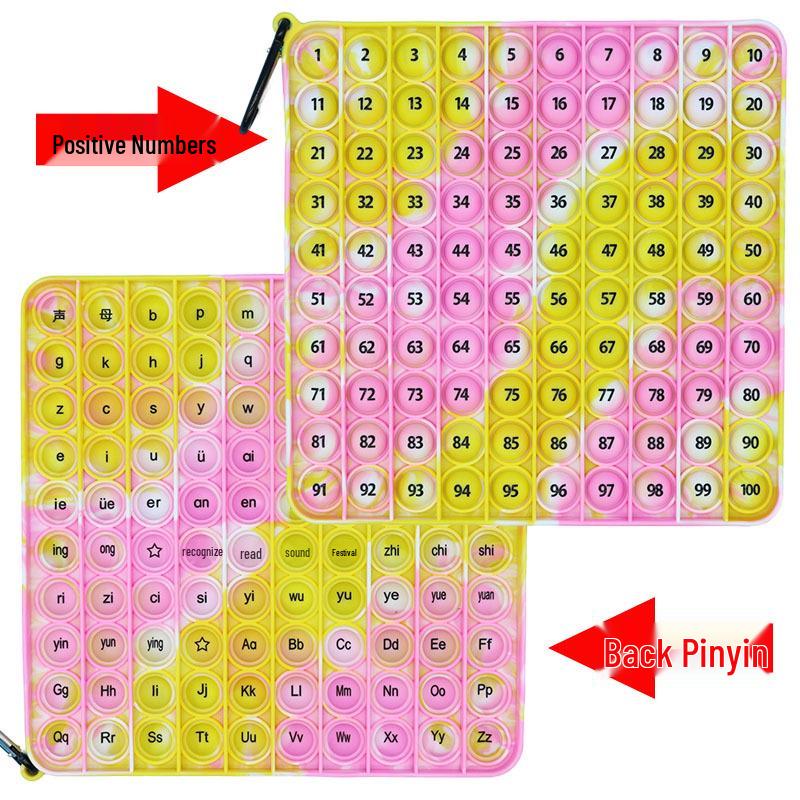 24cm Silicone Rainbow Kids' Learning Toy: Letters, Numbers, Multiplication Pop-It Fidget