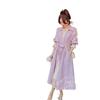 Women's Purple Double-Breasted Trench Coat - Korean Style Spring & Autumn Fashion, Casual Loose Mid-Length Design (2025)