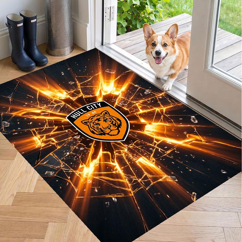Soft Floor Carpet Hull City Football Pattern Area Rug Decorative Mat For Home Room Decoration