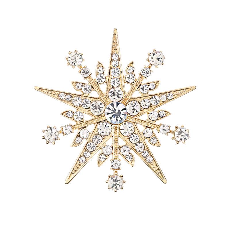 Elegant Rhinestone Eight-Pointed Star Brooch - Unisex Fashion Accessory