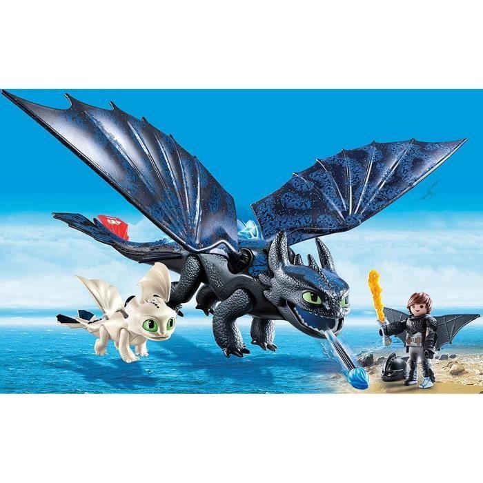 PLAYMOBIL - Dragons 3 - Krokmou Et Harold Avec Bébé Dragon - Figurine Avec Combinaison De Vol Pour Harold