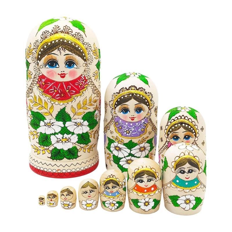 Matryoshka Russian Nesting Doll Traditional Art Russian Nesting Dolls Set of 10 Layers Wooden Toy for Children 1