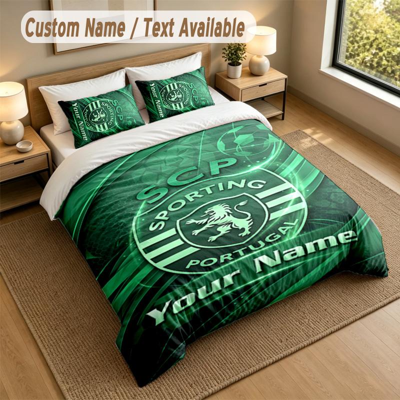 3Pcs Bedding Set Custom Name Text, 1 Sheet 2 Pillowcases Home Bed DecorSporting CP