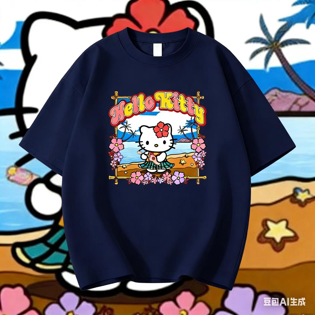 2026 new Hello Kitty Tee soft cotton short sleeve crew neck cute print lightweight summer top for Women daily casual wear