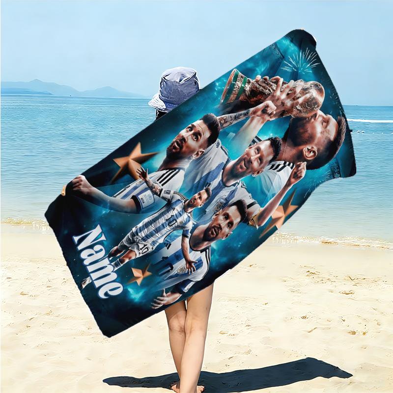 Personalized Argentina Football Celebration Beach Towel Microfiber Beach Towel Thin Absorbent for Beach Swimming Yoga Bath Sports. 0910348