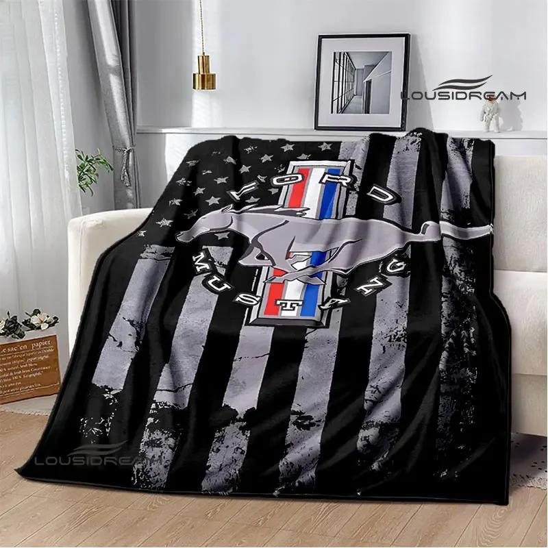Mustang Car Logo Printed Blanket Flannel Blanket Warm Blanket Blankets for Beds Rainbow Blanket Picnic Blanket Birthday Present