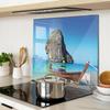 Kitchen Multifunctional Decorative Glass Board Beach Thailand 60X52 Cm