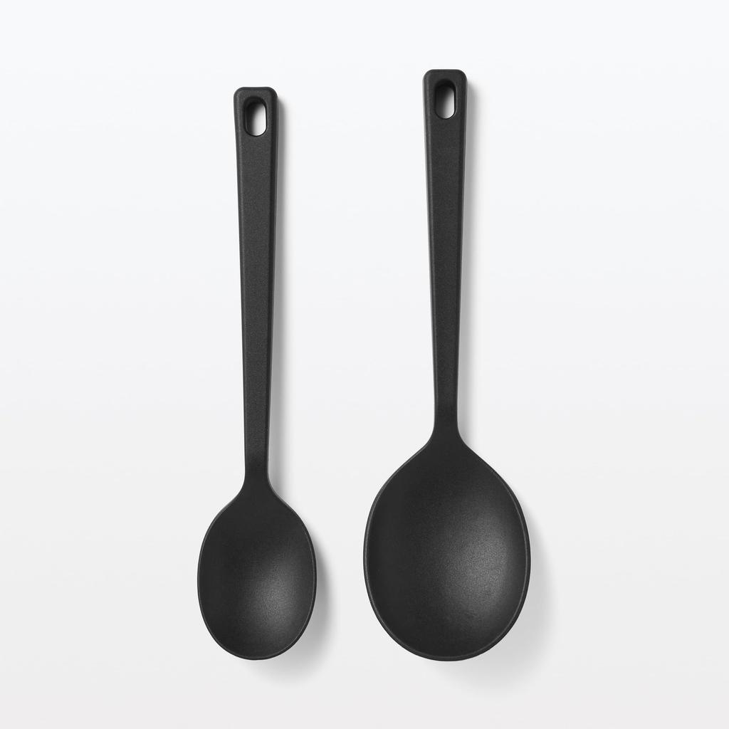MUJI Silicone Cooking Spoon, Small, Black, Approx. 25cm Long