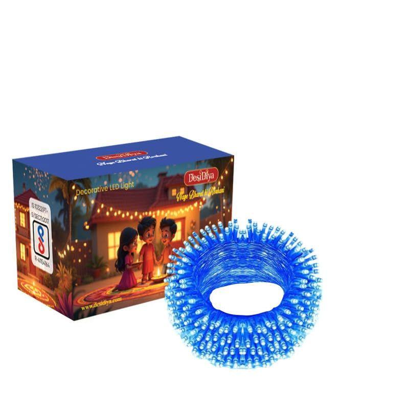 

12 Meter (39Ft) LED Rice String Lights – Blue Fancy Decorative Fairy Lights for Indoor Outdoor Use, Bedroom, Wedding & Festival Ambience Pack of 1