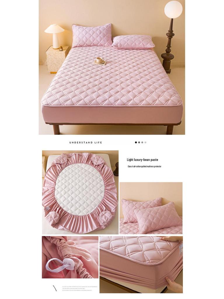 Class A Quilted Cotton Mattress Protector - Thick, Soft, Breathable, Dustproof, Non-Slip Full Cover