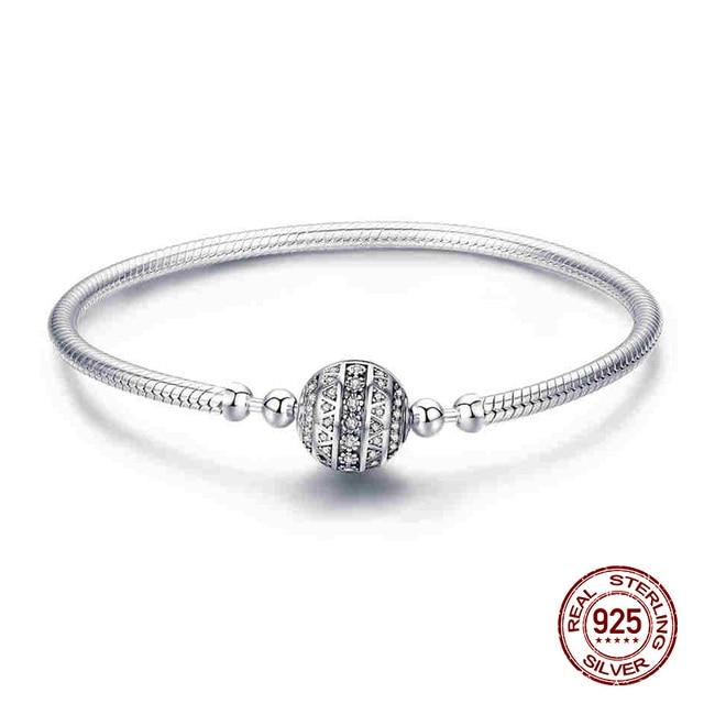 925 Sterling Silver Bracelet –Barrel Snap Clasp ,Cubic Zirconia ,Bangle Bracelet ,Chain Bracelet ,Charm ,Sizes 17 –21