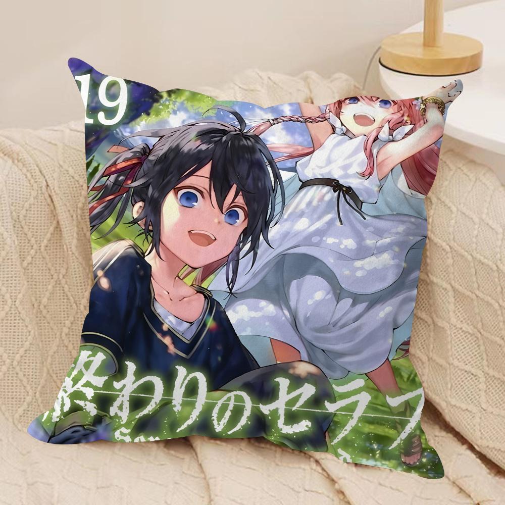 SSeraph Of The End Cushion Cover Silky Short Plush Invisible Zipper Dustproof Sofa Pillow Case For Home Decor