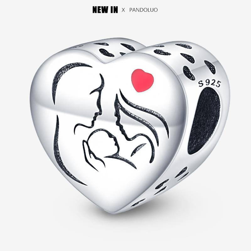 New In Heart Shaped Pattern Charm Beads Fits Pandach Original Bracelet Women Copper Pendant Bead Jewelry Gift