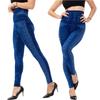 Mulheres Esporte Senhora Jeans Denim Leggings Calças Cintura Elástica Azul Preto Leggings Slim Jeans Calças Skinny Justas